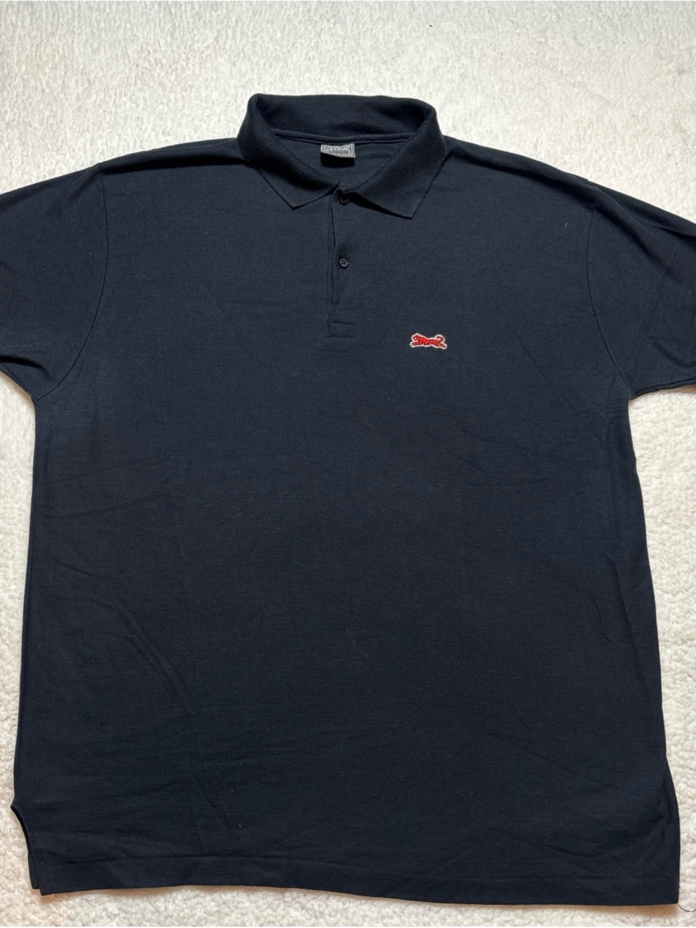 Vtg 80s Le Tigre Polo Shirt Mens XL Black Pique Knit Tiger Logo Made in USA Prep